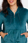 Zivame Plush Velour Knit Poly Hoodie Sweatshirt - Dark Sea — thumbnail 5